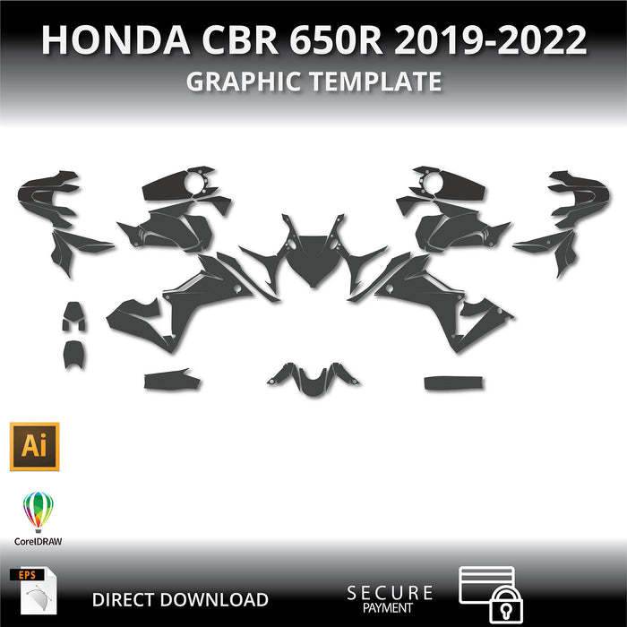 Honda CBR 650R 2019-2022 Motorcycle 1:1 Vector Graphic Template