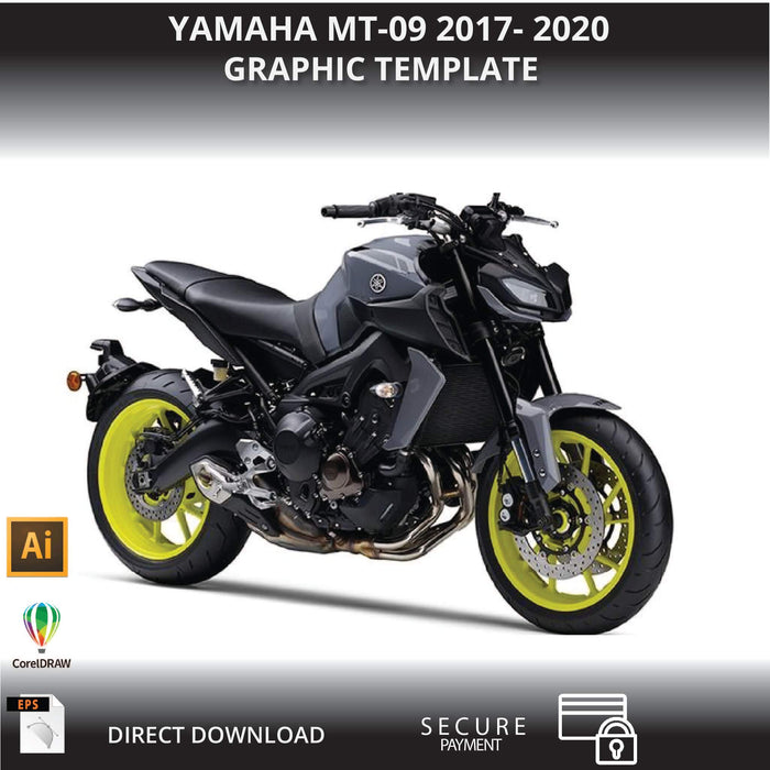 Yamaha MT-03 2021-2023 motorfiets 1:1 vector grafische sjabloon