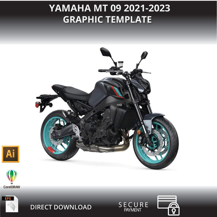 Yamaha MT-03 2021-2023 motorfiets 1:1 vector grafische sjabloon