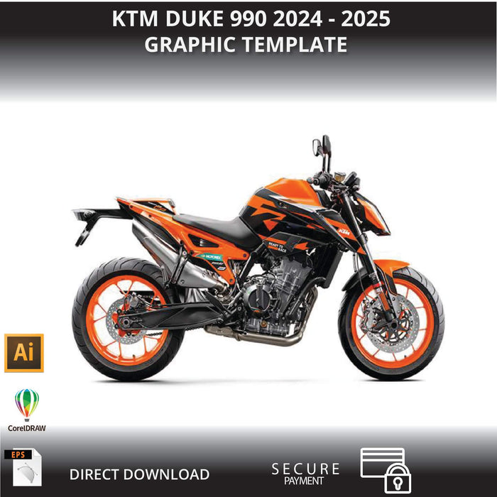 KTM DUKE 990 2024 - 2025 1:1 Vector Graphic Template