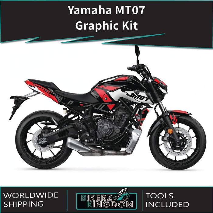 Yamaha MT07 grafische kit past op de grijze sticker van 2014 - 2017