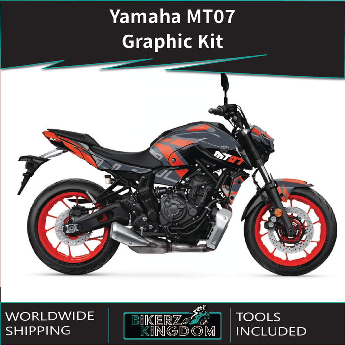 Yamaha MT07 grafische kit past op de grijze sticker van 2014 - 2017