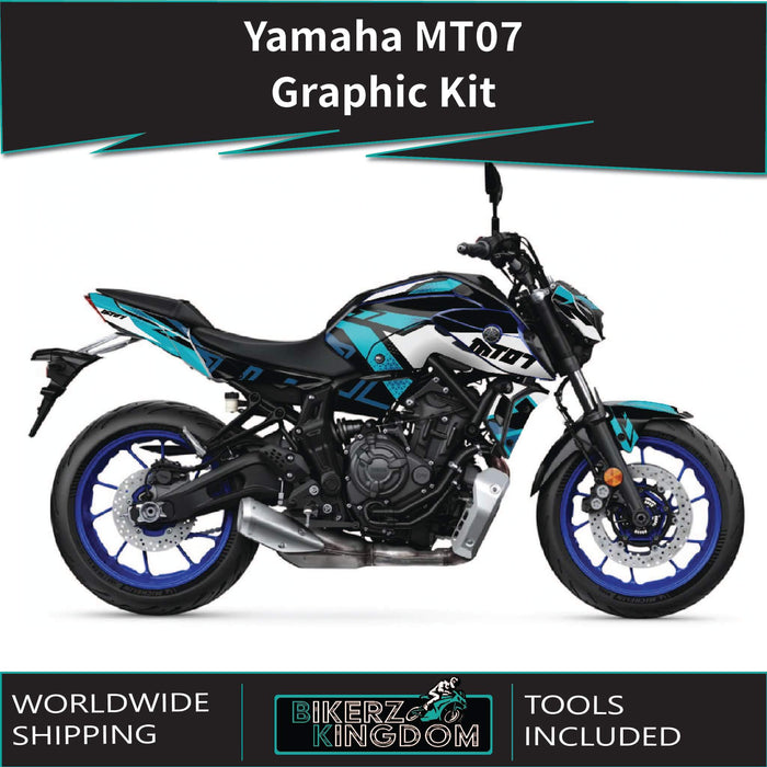 Yamaha MT07 grafische kit past op de grijze sticker van 2014 - 2017