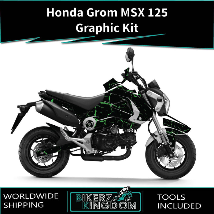 Honda Grom MSX 125 2013-2016 Graphic Kit Cracked Black Theme Decal Wrap