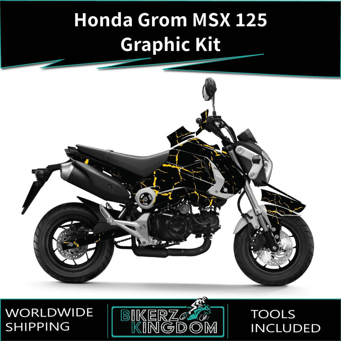 Honda Grom MSX 125 2013-2016 Graphic Kit Cracked Black Theme Decal Wrap