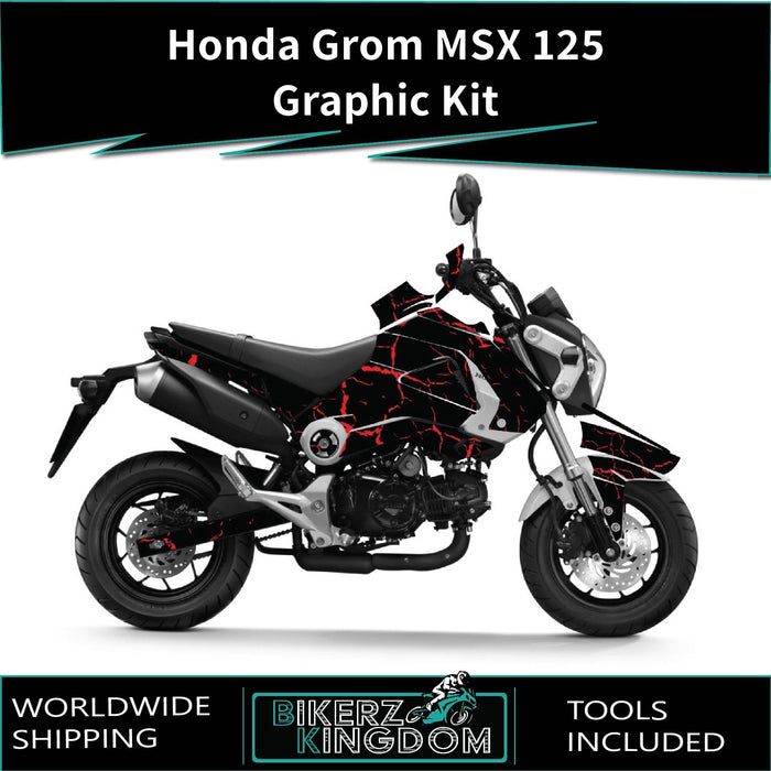 Honda Grom MSX 125 2013-2016 Graphic Kit Cracked Black Theme Decal Wrap