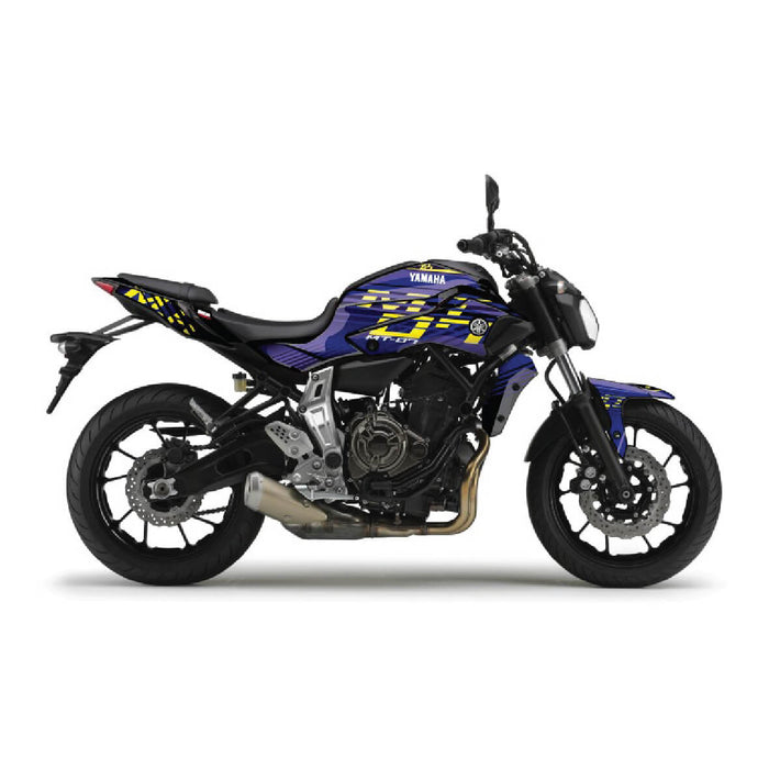 Yamaha MT07 grafische kit past op de grijze sticker van 2014 - 2017