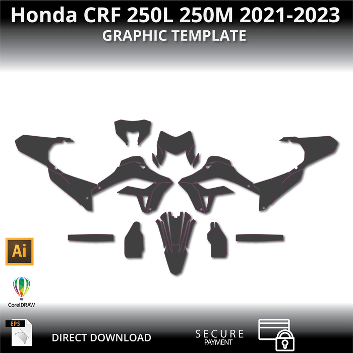 HONDA CRF 250L 250M 2021-2023 Motorcycle 1:1 Vector Graphic Template