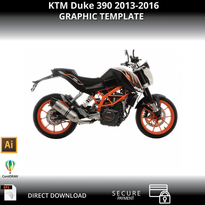 KTM Duke 390 2013-2016 1:1 Vector Graphic Template