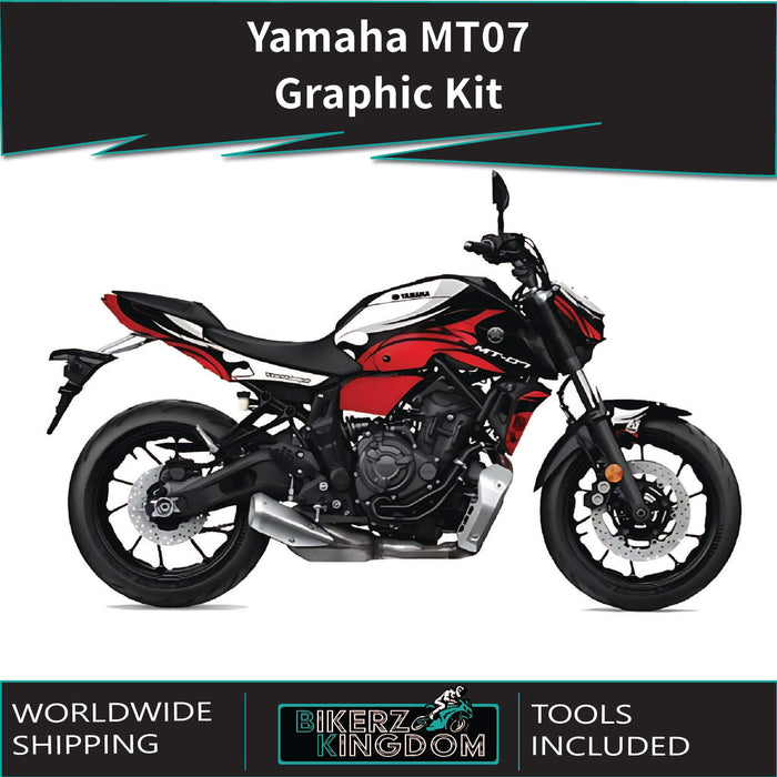 YAMAHA MT07 Graphics Kit White Red 2014-2024 Design MT07 Decal Set