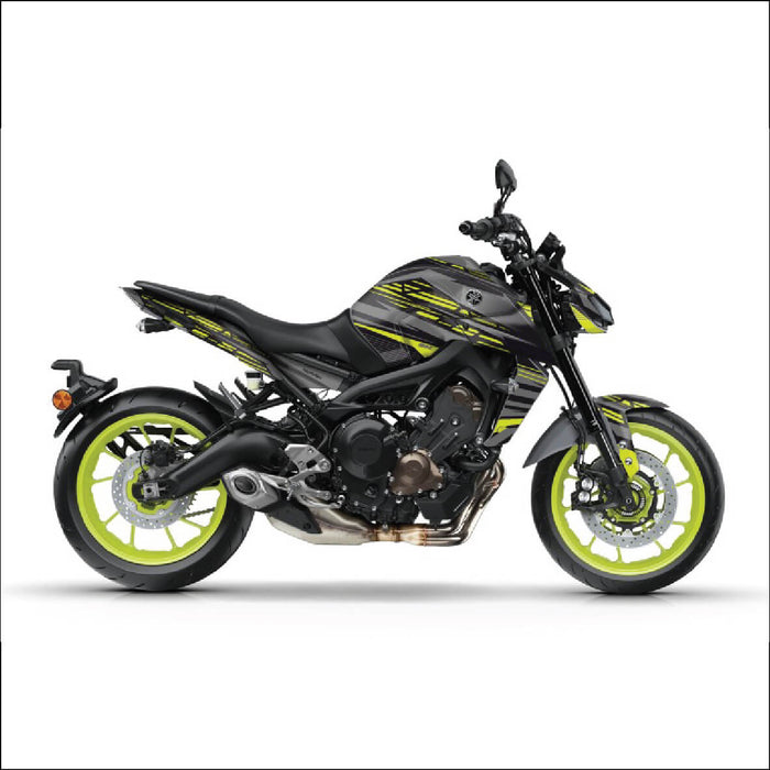 YAMAHA MT09 Black and Yellow Graphic Kit Decal Set 2014-2024