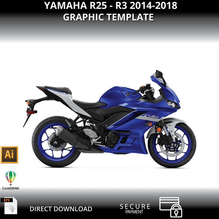 YAMAHA R3 R25 2014-20183 Motorcycle 1:1 Vector Graphic Template