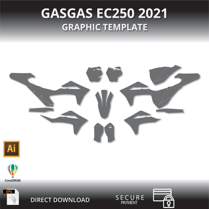 GasGas 2021-2023 EC250 MC450F MC350F MC250F Motorcycle 1:1 Vector Graphic Template